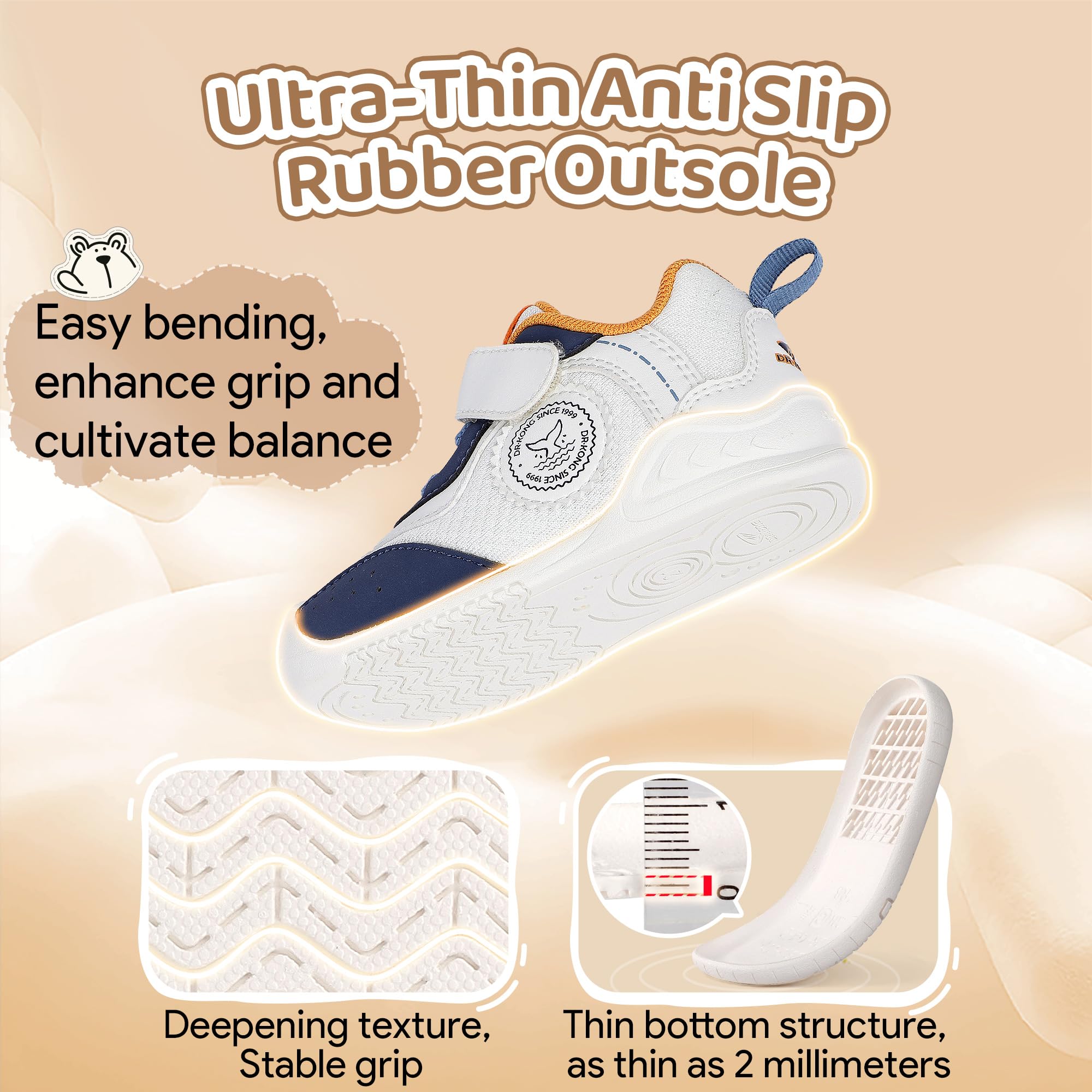 Dr Kong Baby Barefoot Shoes Boys Girls Infant First Walker Shoes Lightweight Breathable Zero Drop Sneakers Non Slip Walking Toddler Shoes - Image 3