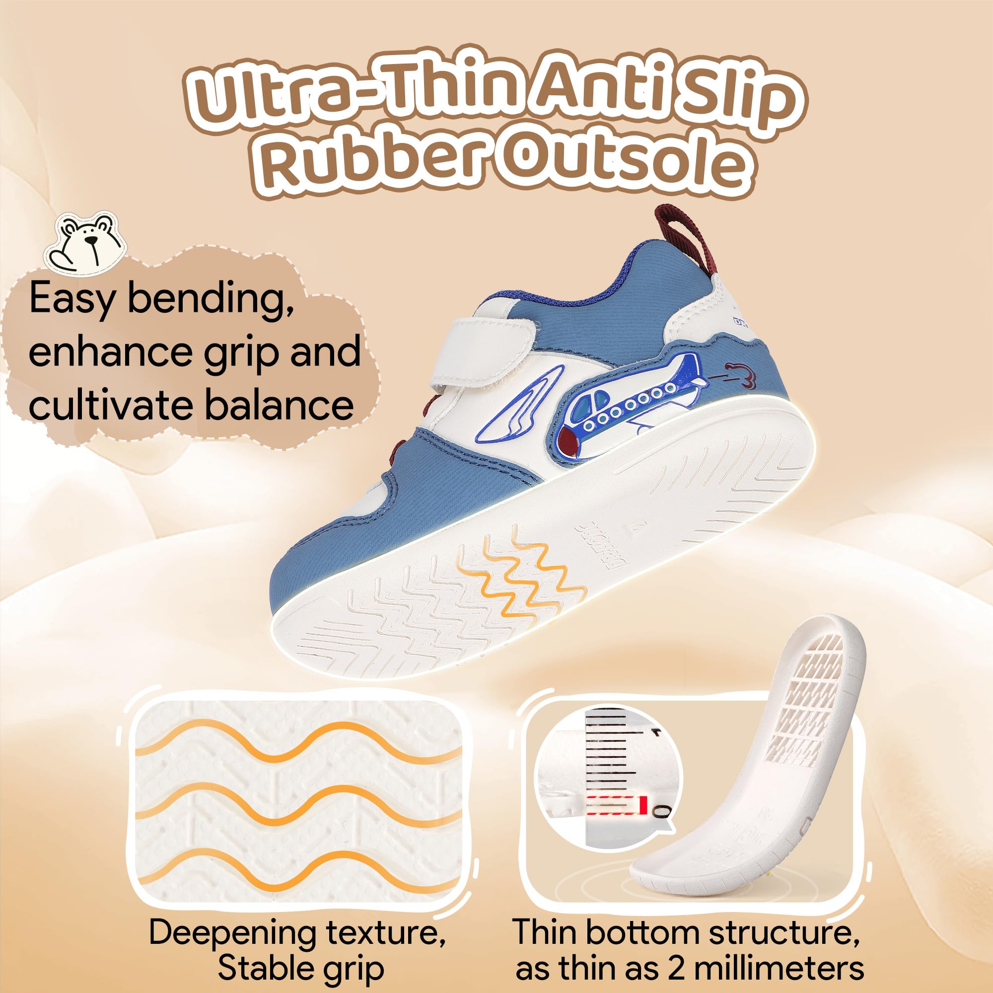 Dr Kong Baby Barefoot Shoes Boys Girls Infant First Walker Shoes Lightweight Zero Drop Sneakers Leather Non Slip Walking Toddler Shoes - Image 4