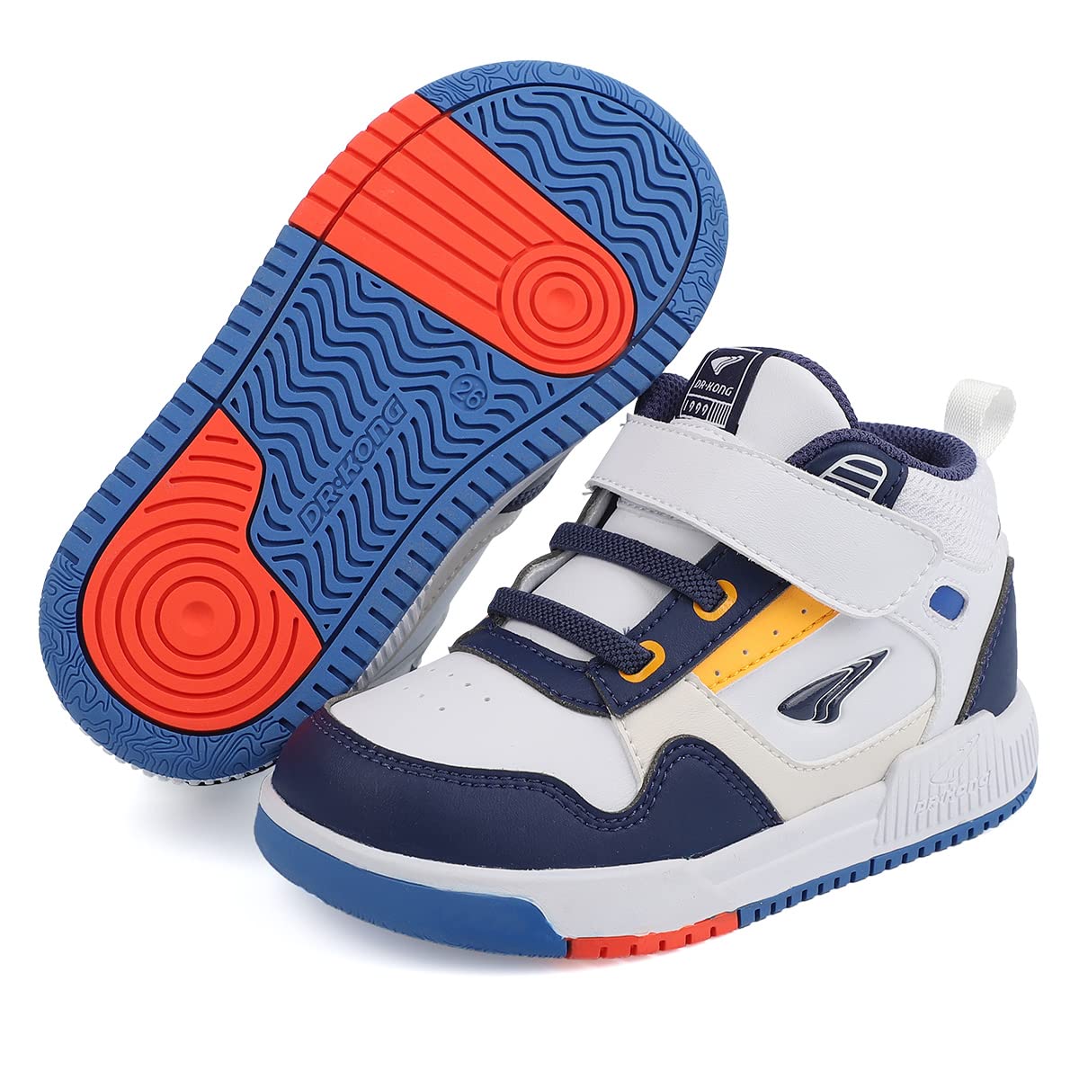 Dr Kong Boys Girls High Top Sneakers Toddler Basketball Shoes Casual Walking Athletic Adjustable Strap Shoes for Toddlers/Little Kids - Image 4