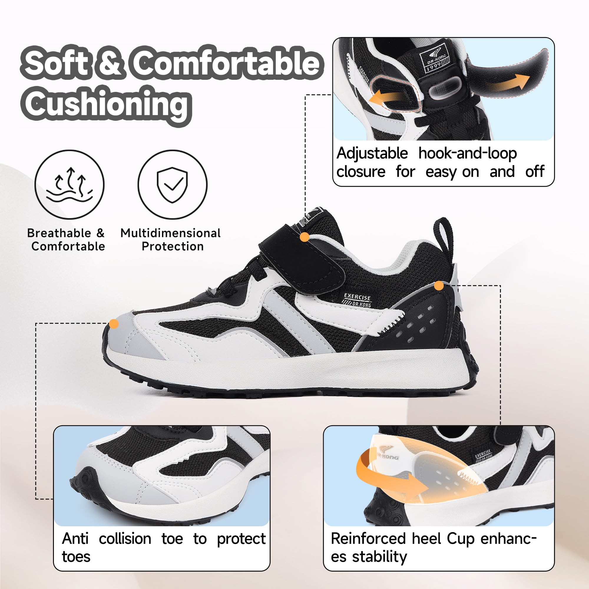 Dr Kong Boys Girls Sneakers Tennis Shoes Kids Breathable Athletic Running Shoes for Toddler/Little Kid - Image 3