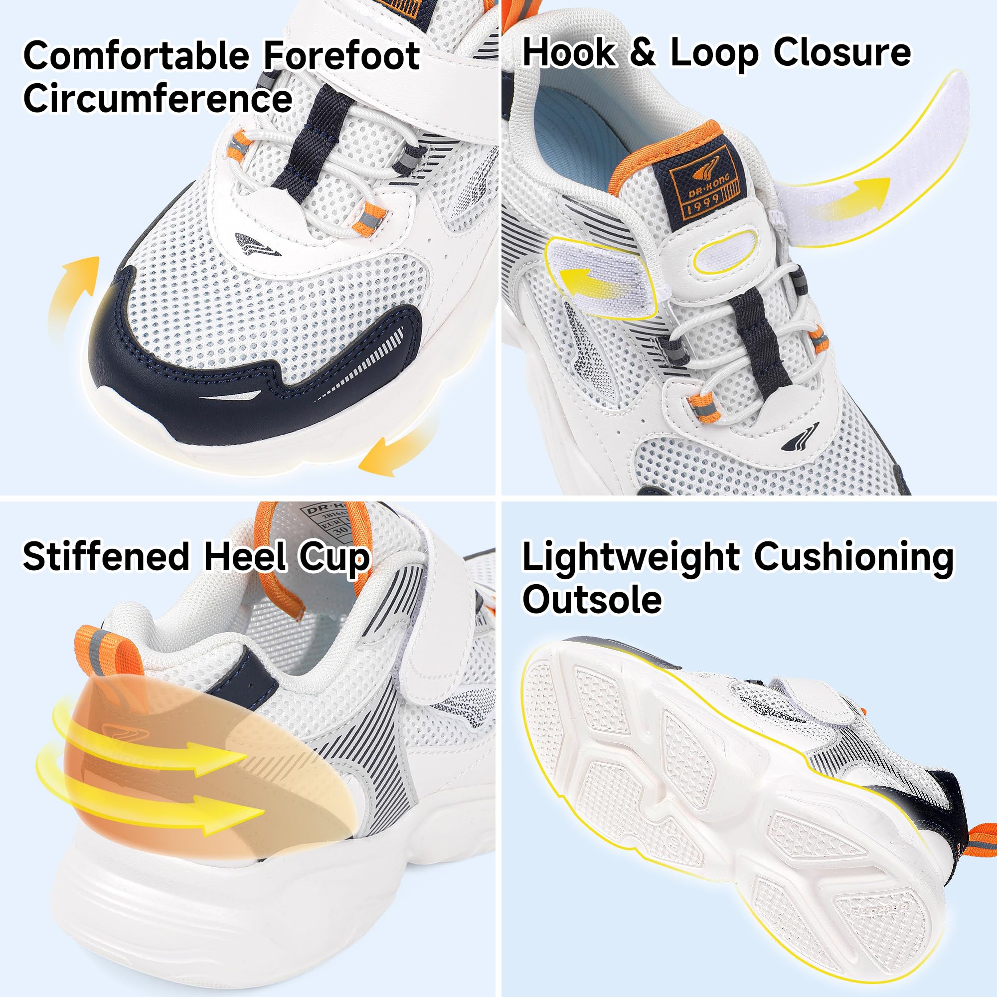 Dr Kong Kid Sneakers Boys Girls Shoes Lightweight Tennis Shoes Breathable Running Athletic Shoes for Toddler/Little Kid - Image 3