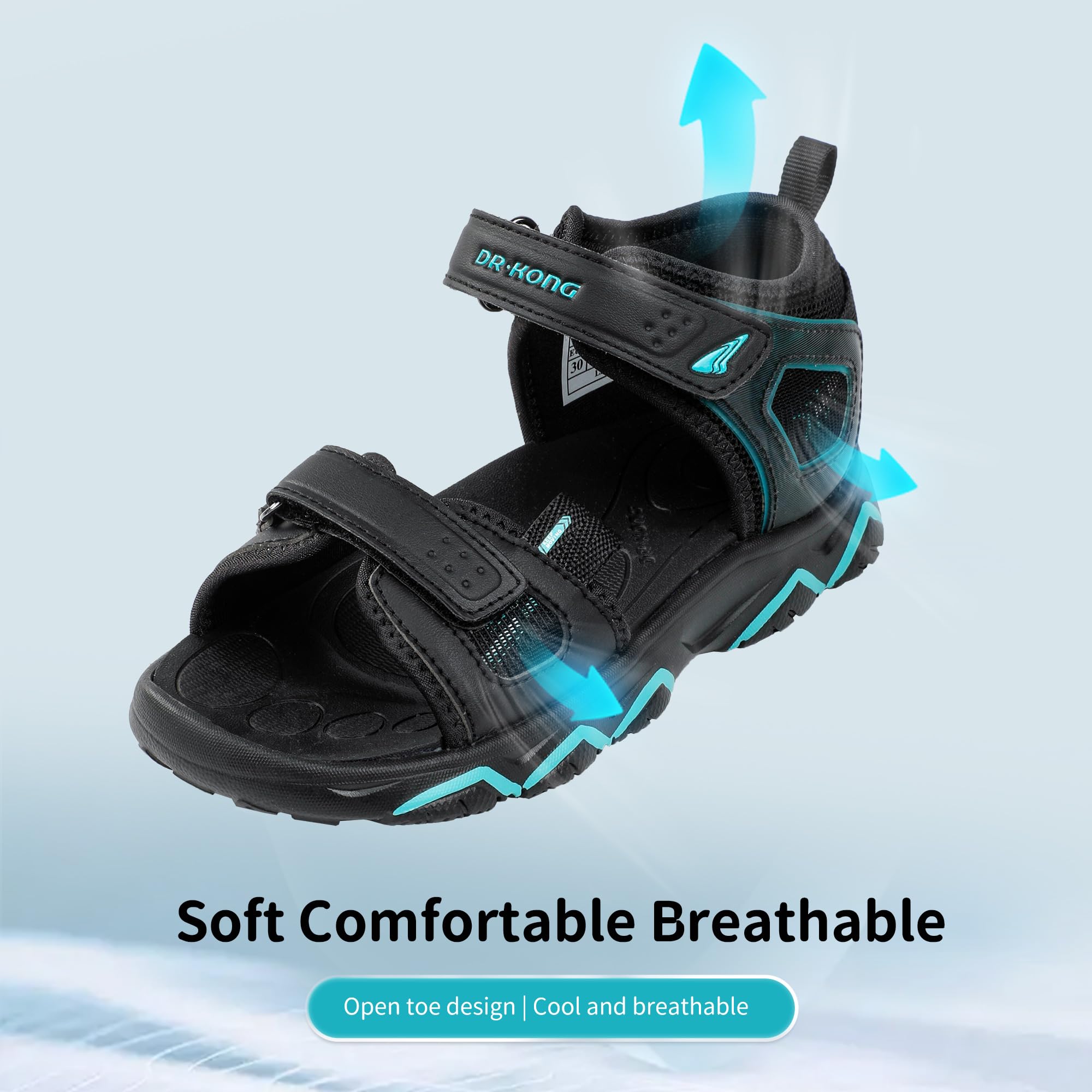 Dr Kong Kids Boys Sports Sandals Open Toe Fashion Athletic Summer Sports Sandals for Kids Hiking Beach Outdoor(Little Kid/Big Kid) - Image 4