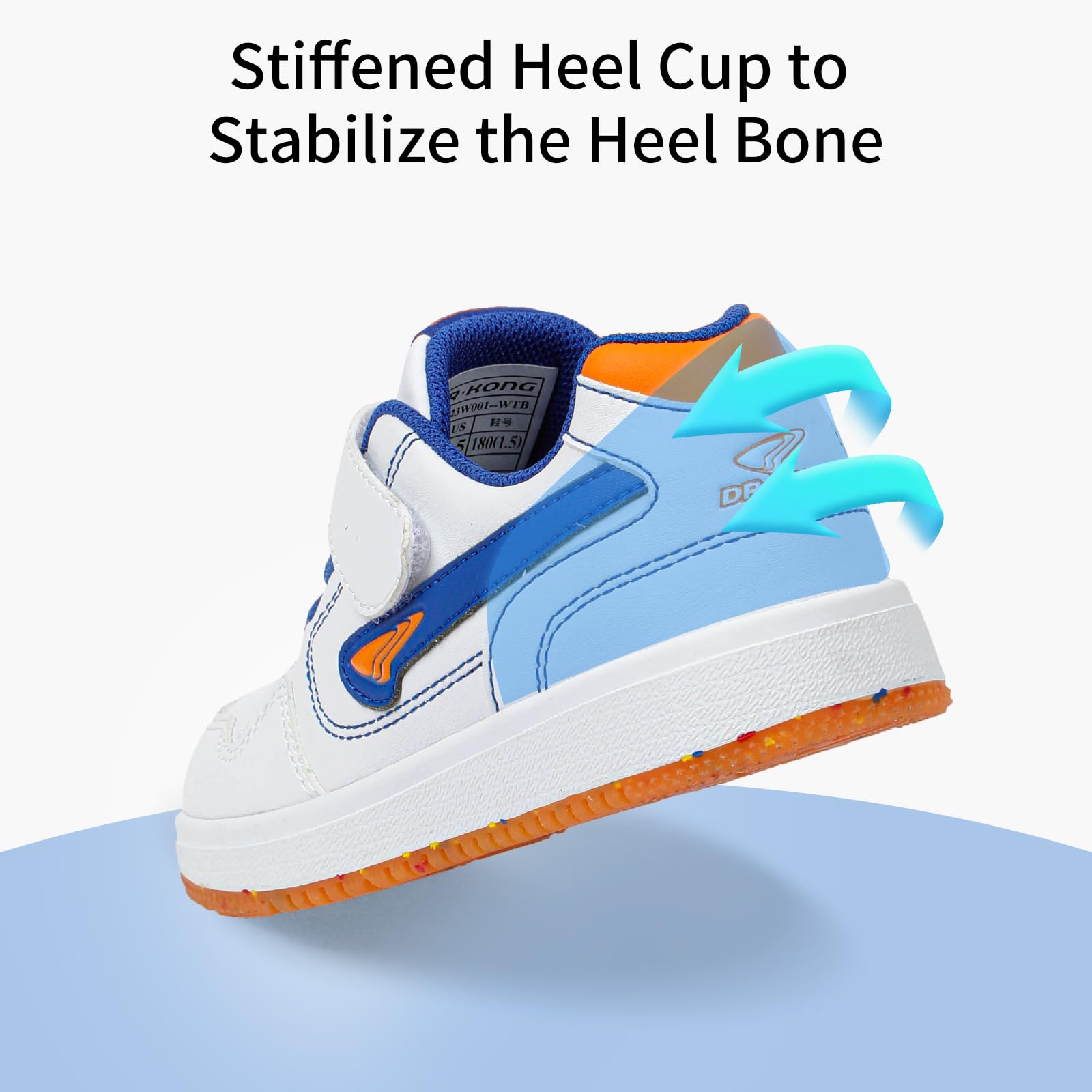 Dr Kong Toddler Boys Girls Shoes Tennis Leather Skate Shoes Casual Fashion Walking Sneakers with Hook and Loop for Toddlers and Little Kids - Image 3