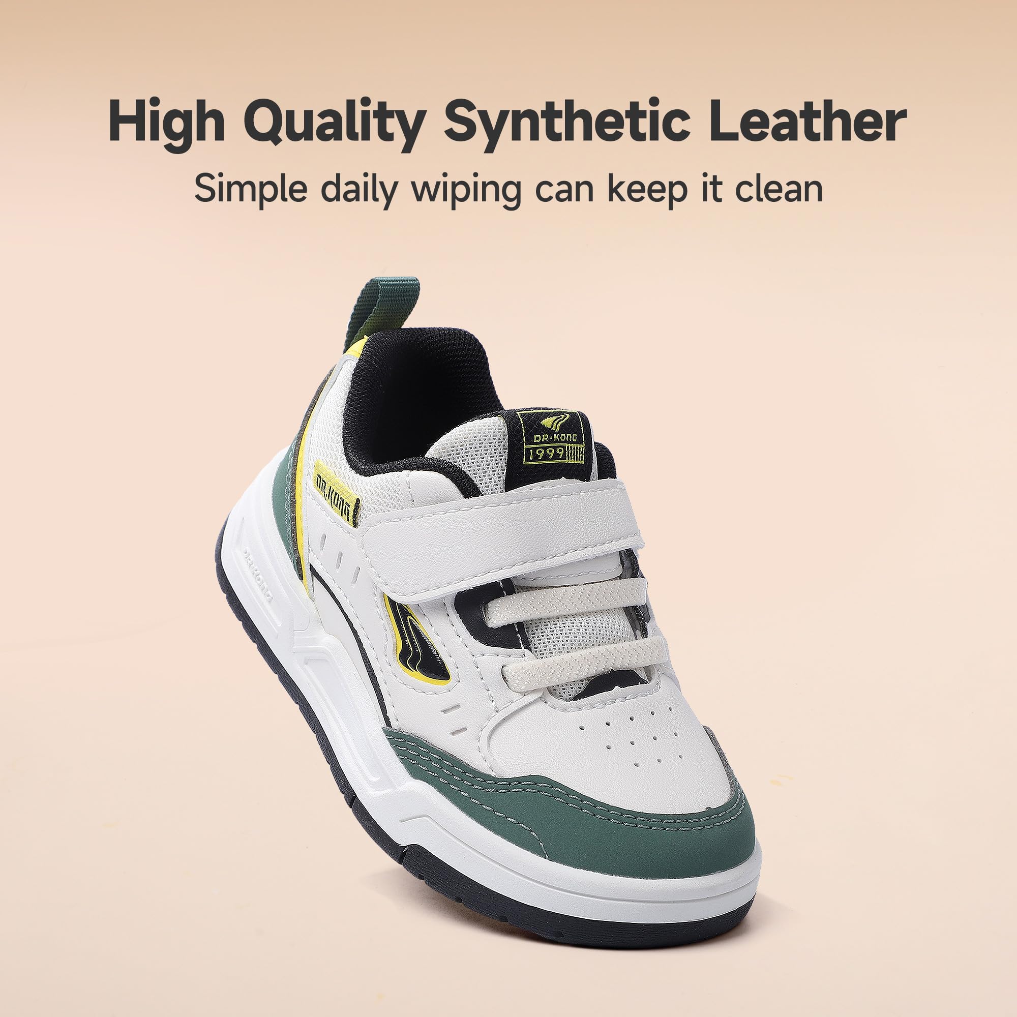 Dr Kong Toddler Boys Girls Shoes Tennis Leather Skate Shoes Casual Fashion Walking Sneakers with Hook and Loop for Toddlers and Little Kids - Image 5